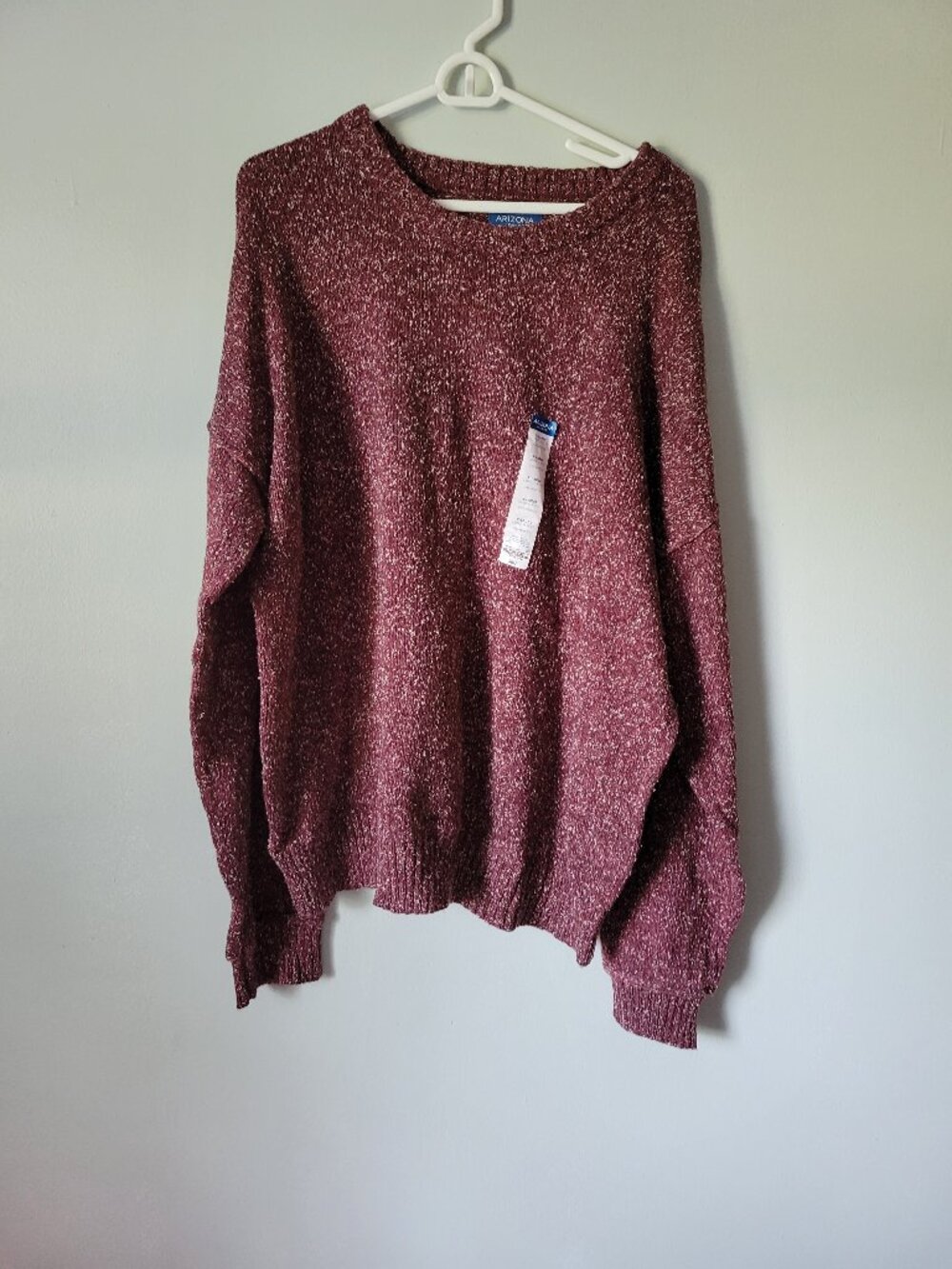 Arizona Jean Co Burgundy Sweater Men's XL Crew Neck Knit Long Sleeve NWT